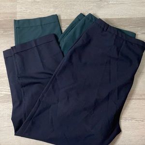 Two pairs of cropped slacks in size 14 navy and teal ASOS brand